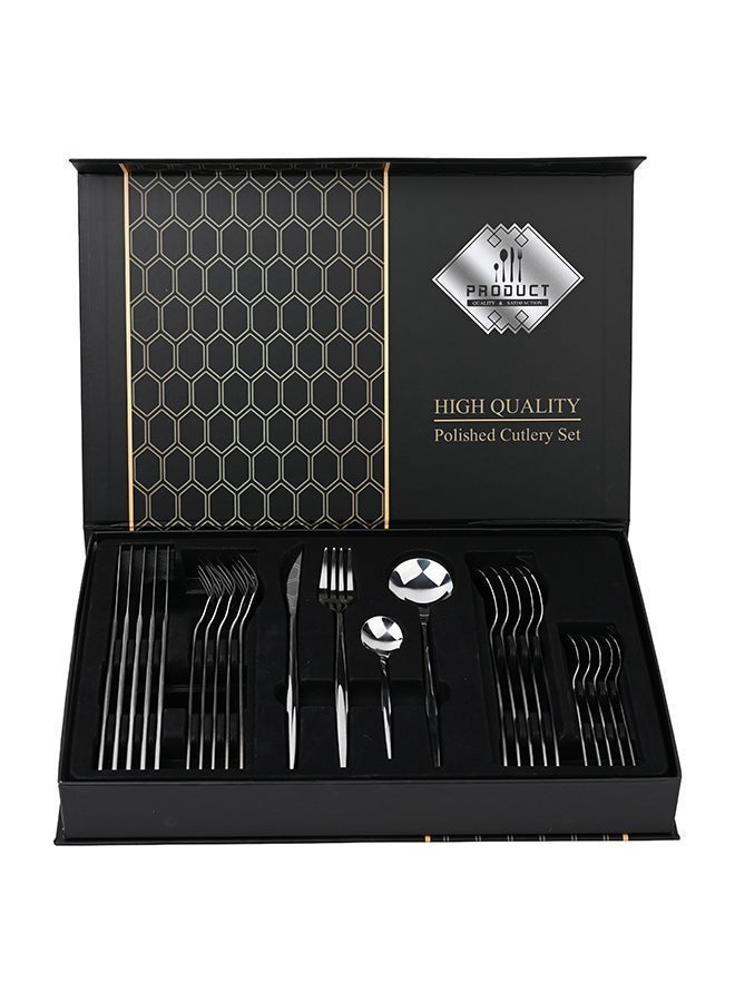 أولييرو طقم أدوات طعام متين وأنيق مكوّن من 24 قطعة لراحة استخدام ومائدة أنيقة – فضي - Image 3